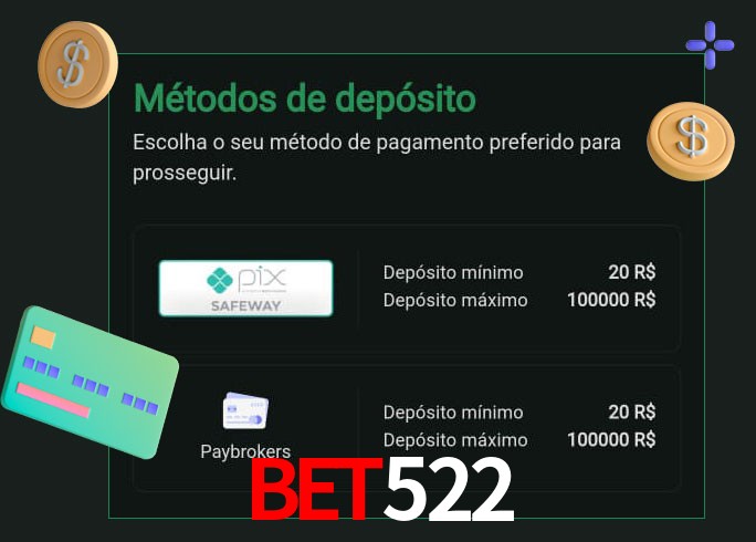 O cassino bet522 oferece uma grande variedade de métodos de pagamento